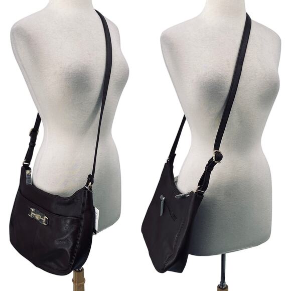 Giani Bernini Genuine Leather Crossbody Shoulder Bag Horsebit Brown NEW - Picture 1 of 12